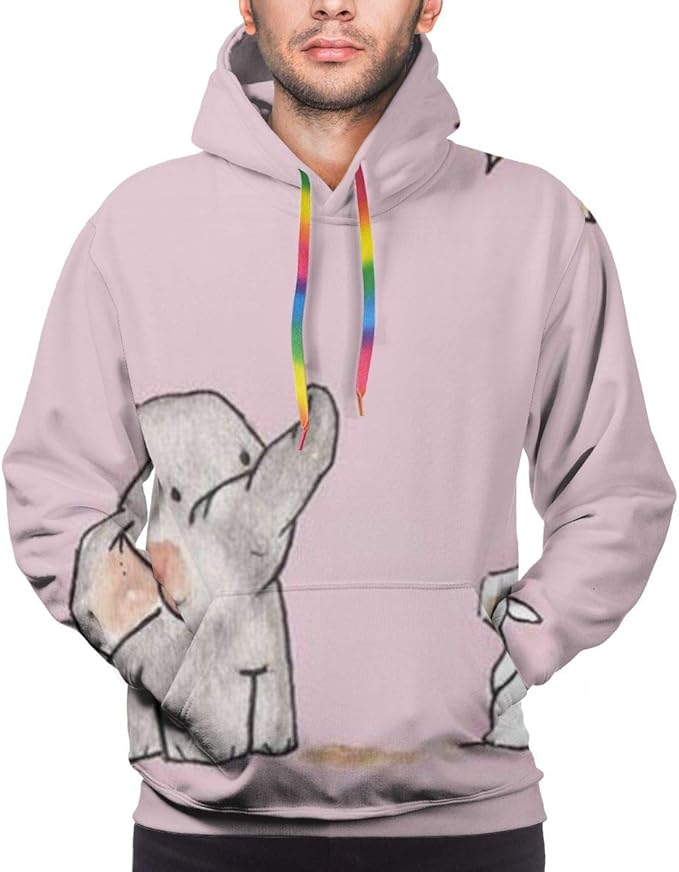 Amazon Co Jp イラスト象うさぎ パーカー メンズ トレーナーパーカー おしゃれ フーディ スウェットパーカー 長袖 フード付き ポケット付き プルオーバー カジュアル ライト パーカー ファッション