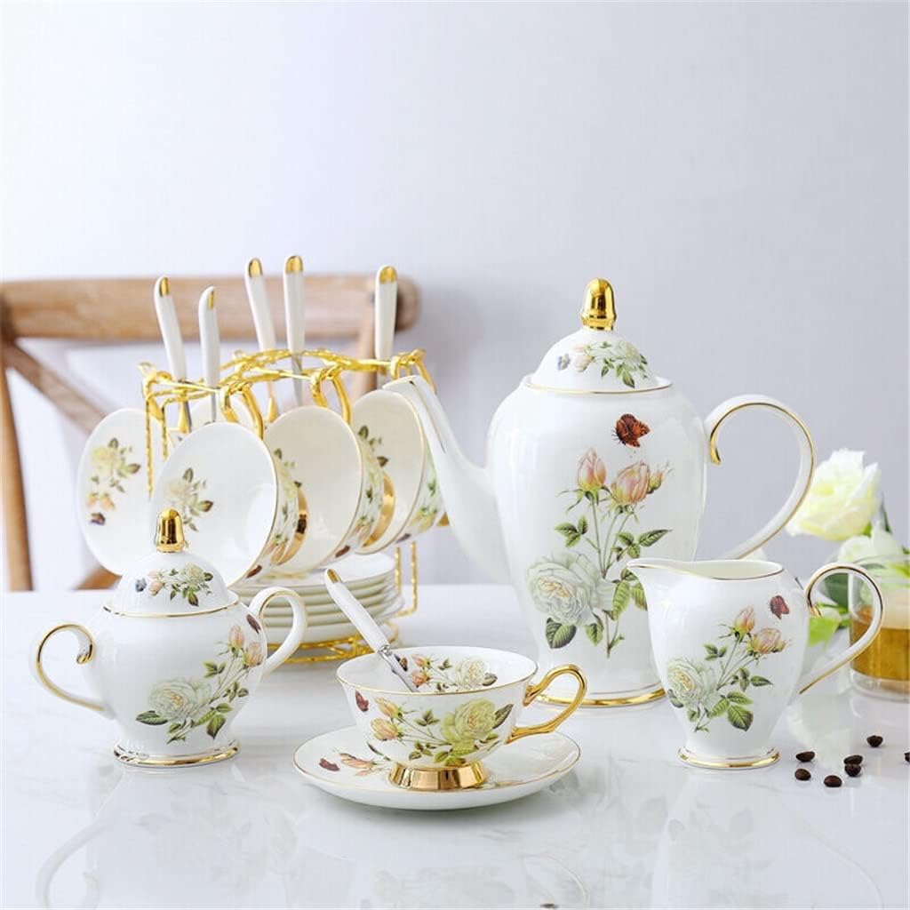 Rose bone china tea set English porcelain Ceramic pot Creamer Sugar bowl Teapot