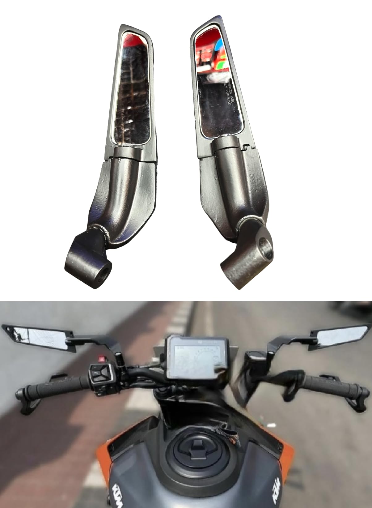 Acube Mart yoke nut fitting Wind Wing Rearview Stealth Mirrors universal for Bikes, (set of 2) IND