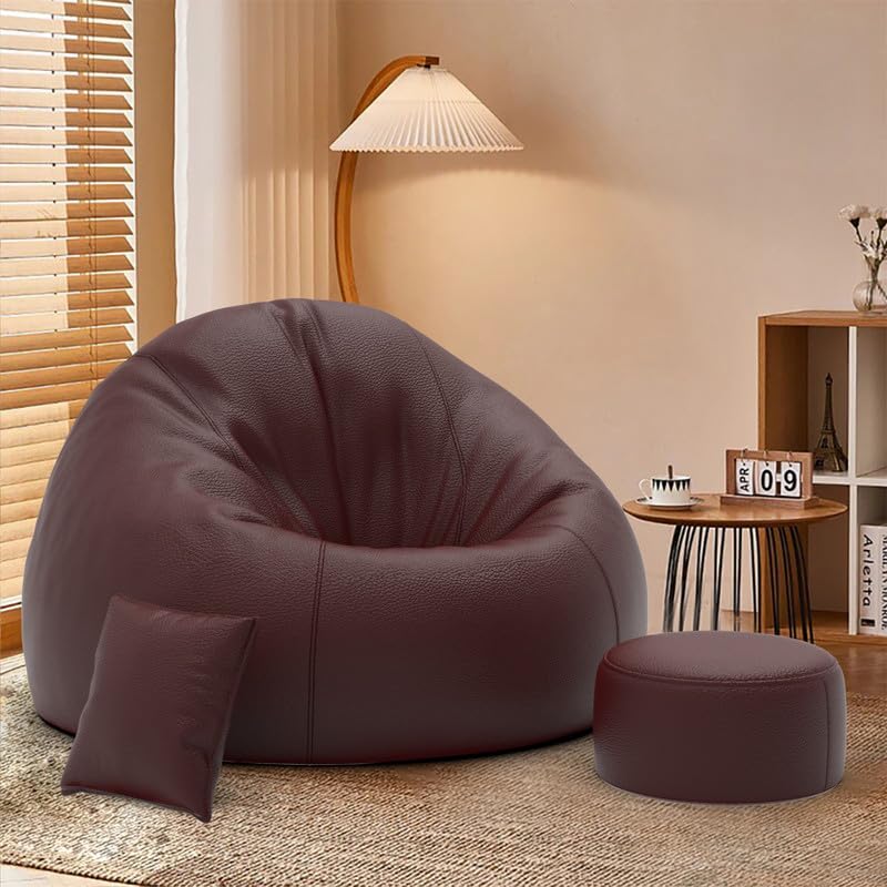 Pi Bean Bags with Beans Filled XXXXXL Bean Bag Pi Originals - Sofa Bean Bag with Cushion and Footrest - Official : BeanElysium Range - Comfort Level : Basic - (Matching Cushion Round : Maroon)-image-42