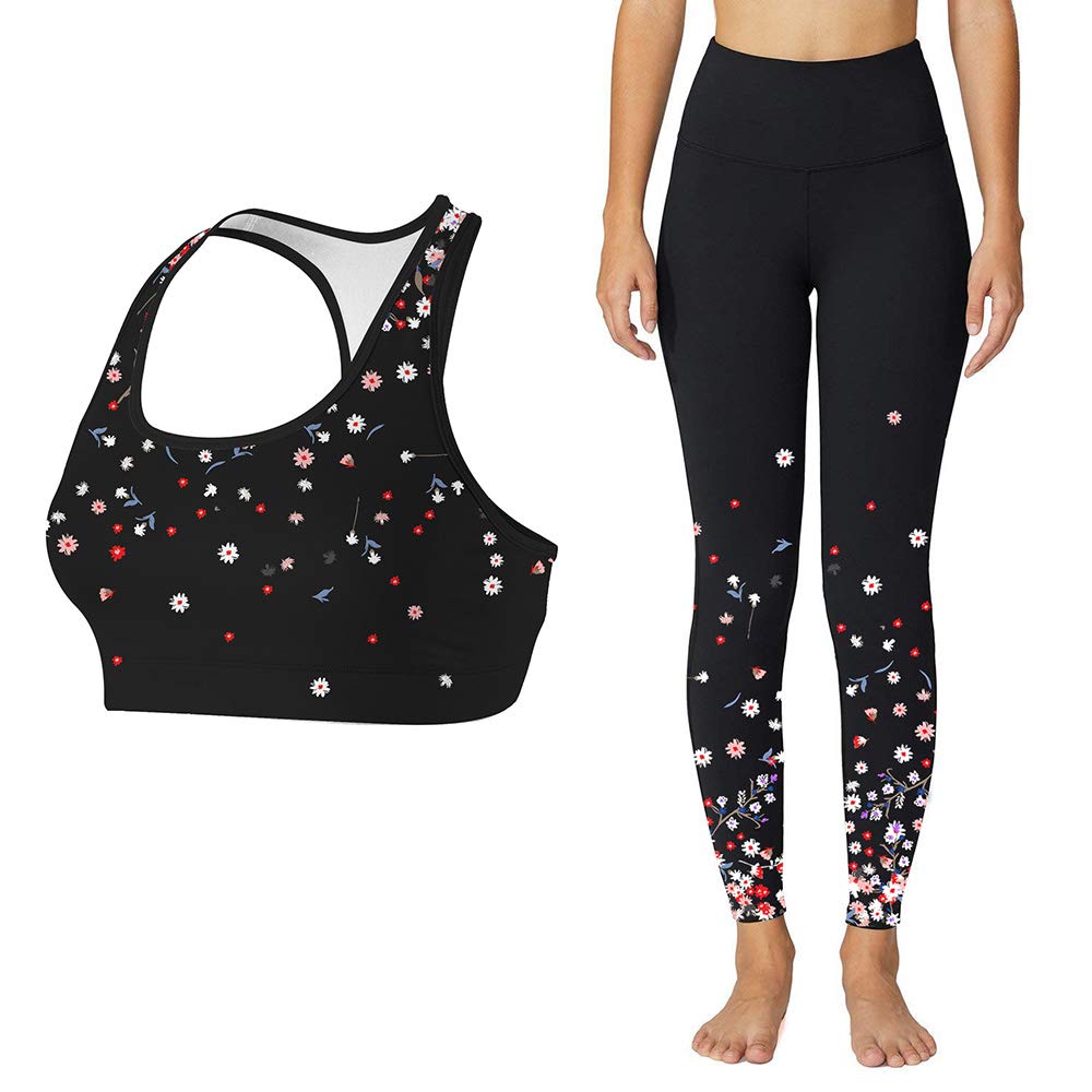 DEHAHA Custom Compression Pants Sports Bra Tracksuit Soft Sublimated Logo Tex,Black