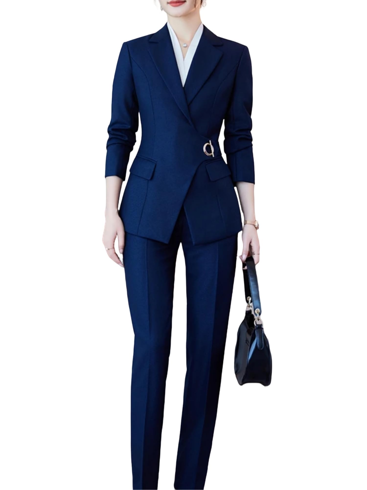 Womens 2 Piece Suit Business Casual Office Formal Outfits Dressy Blazer Work Pants Set