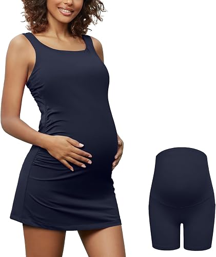Bhome Maternity Golf Dress Summer with Shorts and Built in Bra for Women, Sleeve