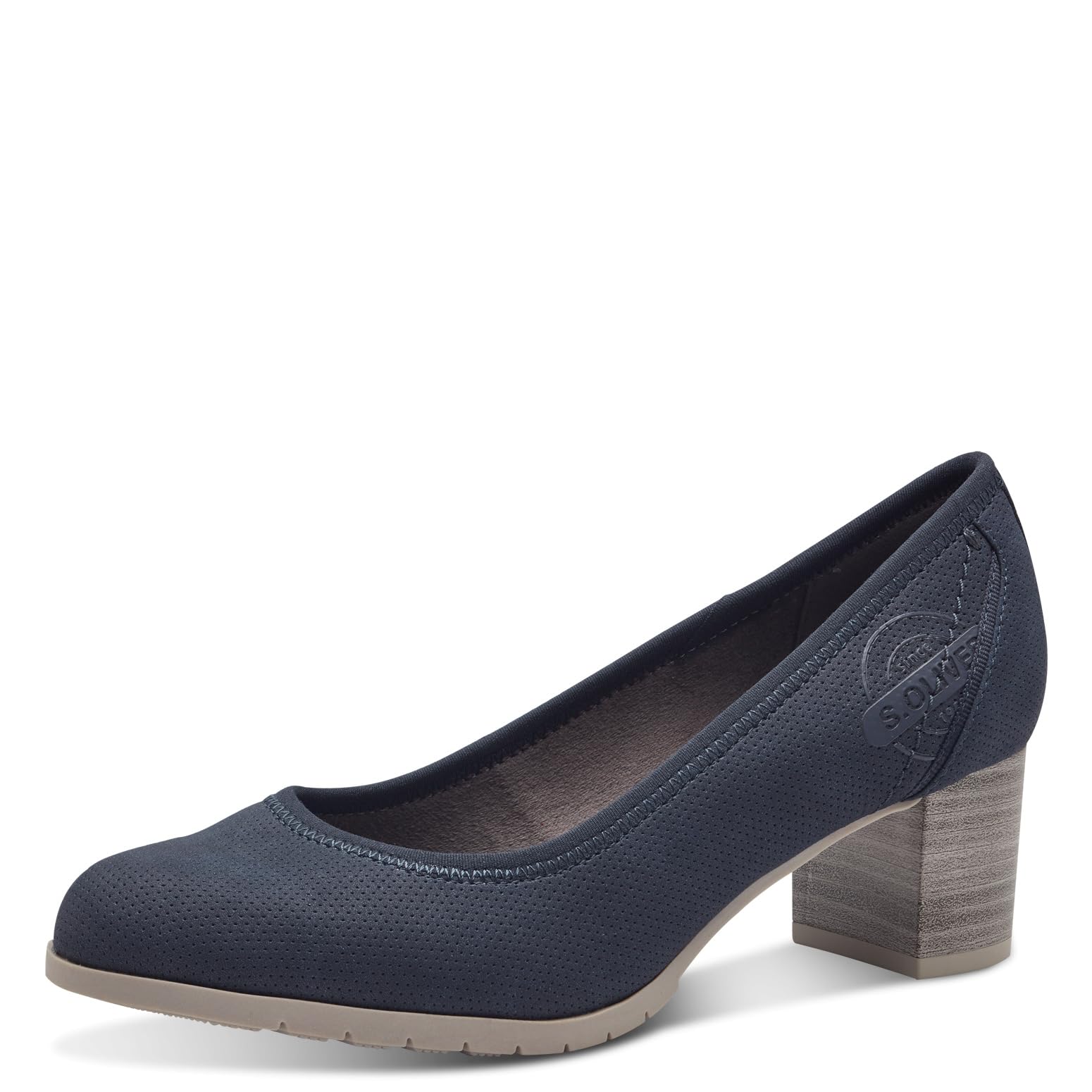 s.Oliver Women's Elegant Block Heel Court Shoes, Navy, 6.5 UK