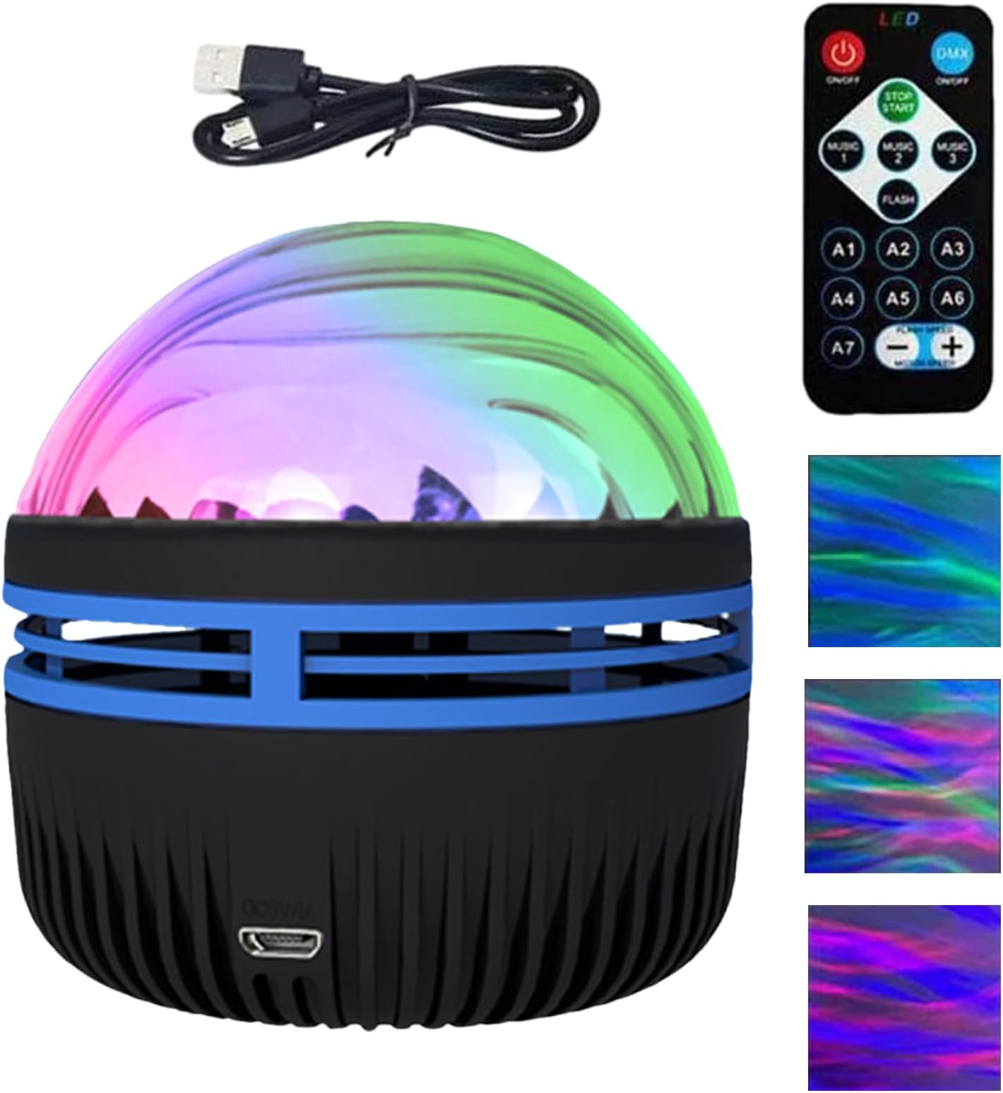 2 in 1 Aurora Aurora and Ocean Wave Projector | Aurora Lamp with 14 Light Effects | Dimmable Projector Light for Bedroom | Remote Control & USB Rechargeable | Water Wave Star Light Projector with