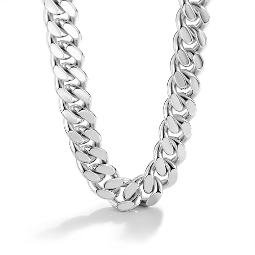 Dankadi Men Italian 925 Sterling Silver Necklace 8-10-12MM Solid Miami Cuban Link Chain 18 "20" 22 "24" 26" 28 "30 "Man Women Jewelry Gift