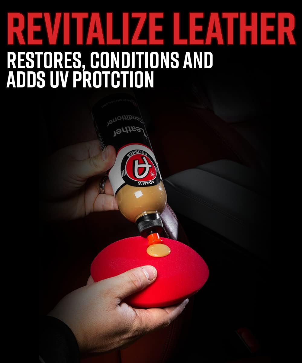 Adam’s Leather Care Kit - Leather Cleaner & Leather Conditioner Car Cleaning Supplies | UV Protection for Interior Accessories Steering Wheel Seat Dash Vinyl Shoe Polish Jacket | Safe Auto Chemical : Automotive
