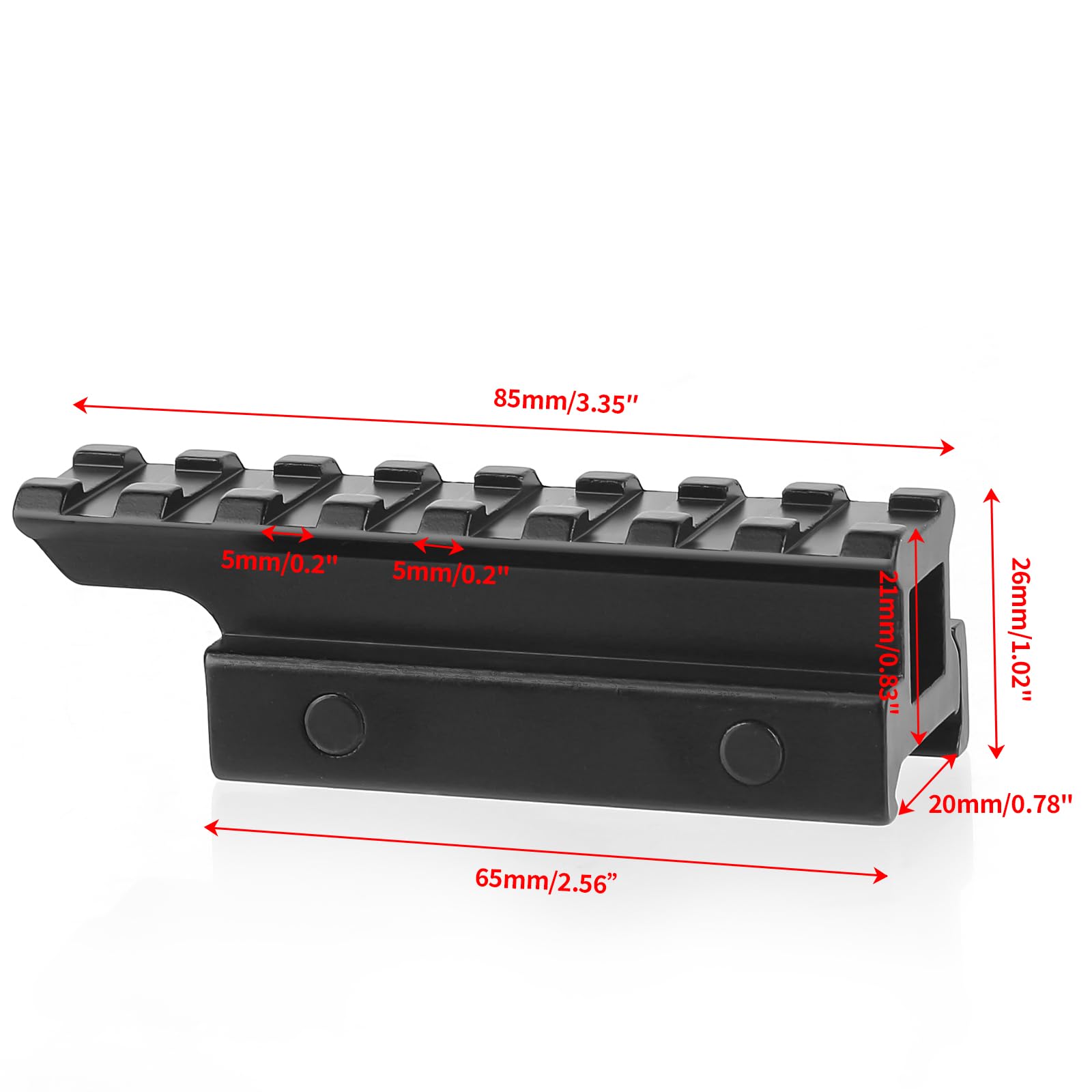 Picatinny Rail 8 Slot alzate in Lega di Alluminio in Lega di Alluminio tattico Rail per Fucili Firmly in Posizione con 2 Viti M4 e Dadi