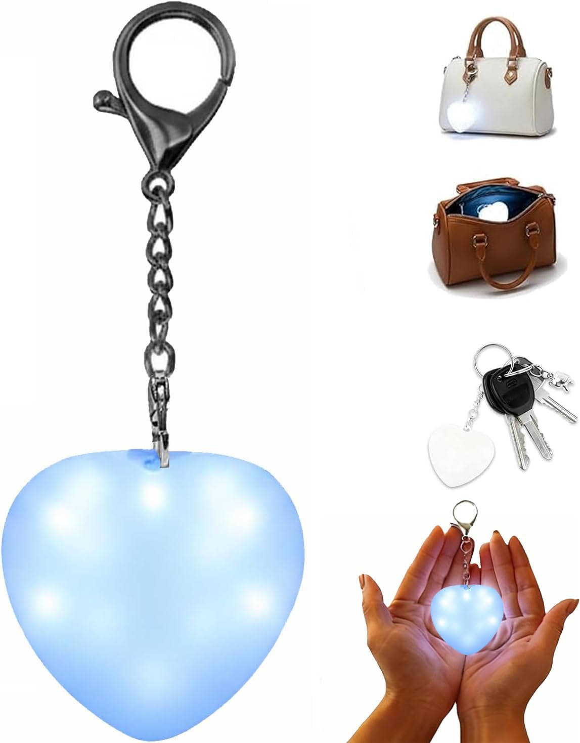 HiGropcore Purse Light for Inside, Wallet Tote Bag Touch Sensing Light, LED Touch Activated Automatic Sensor Handbag, Heart Shaped Purse Lamp for Women (Blue Love)