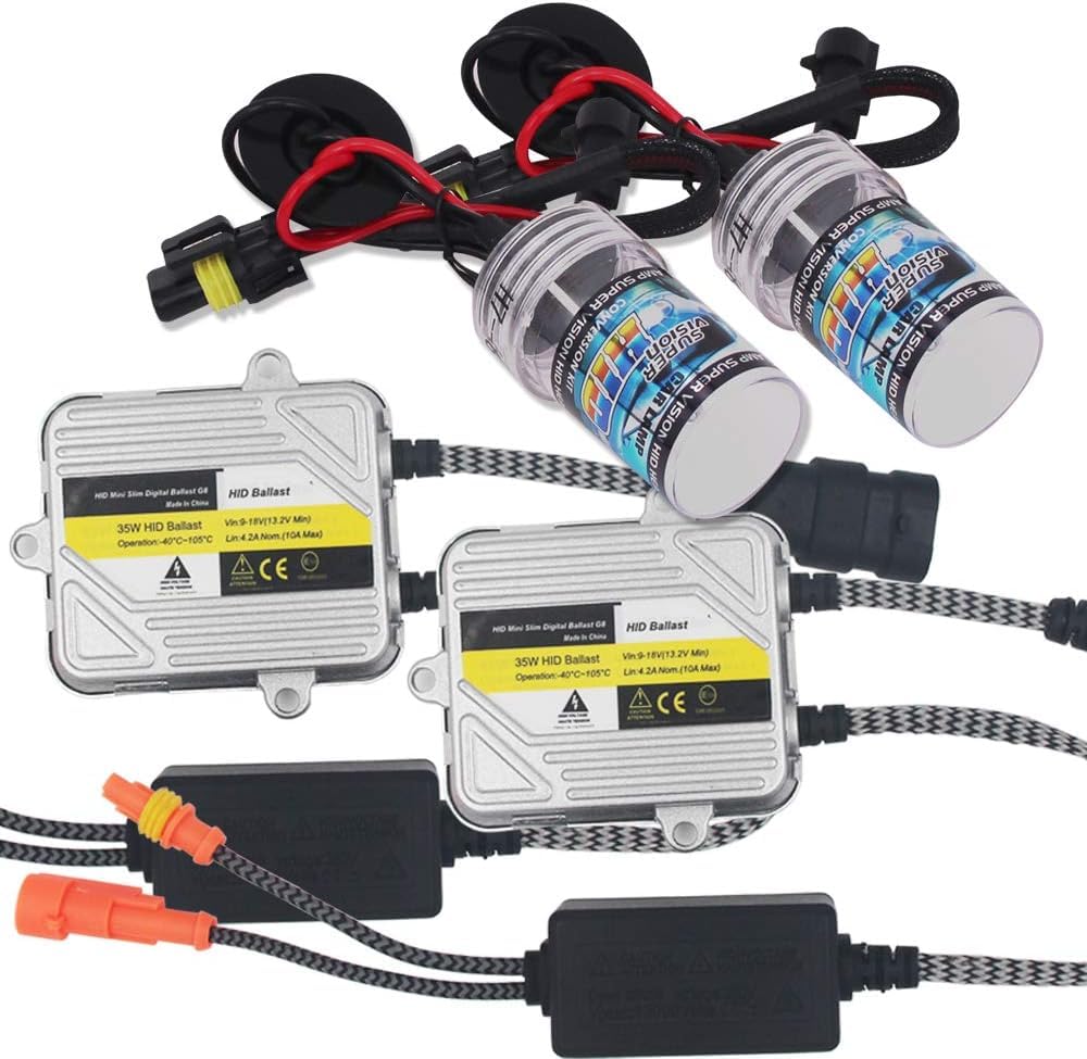 HSUN H7 HID Kit de conversión, con balasto confiable Fit H7 Factory Headlight, 6000K Xenon White
