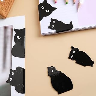 Mabor 6pcs Magnetic Bookmarks, Black Cat Bookmark Black Cute Cat Designs, Lucky Cats Bookmark,Lightweight and Easy to Use, Strong Hold, Perfect Gift for Book Lovers (6pcs, Black)