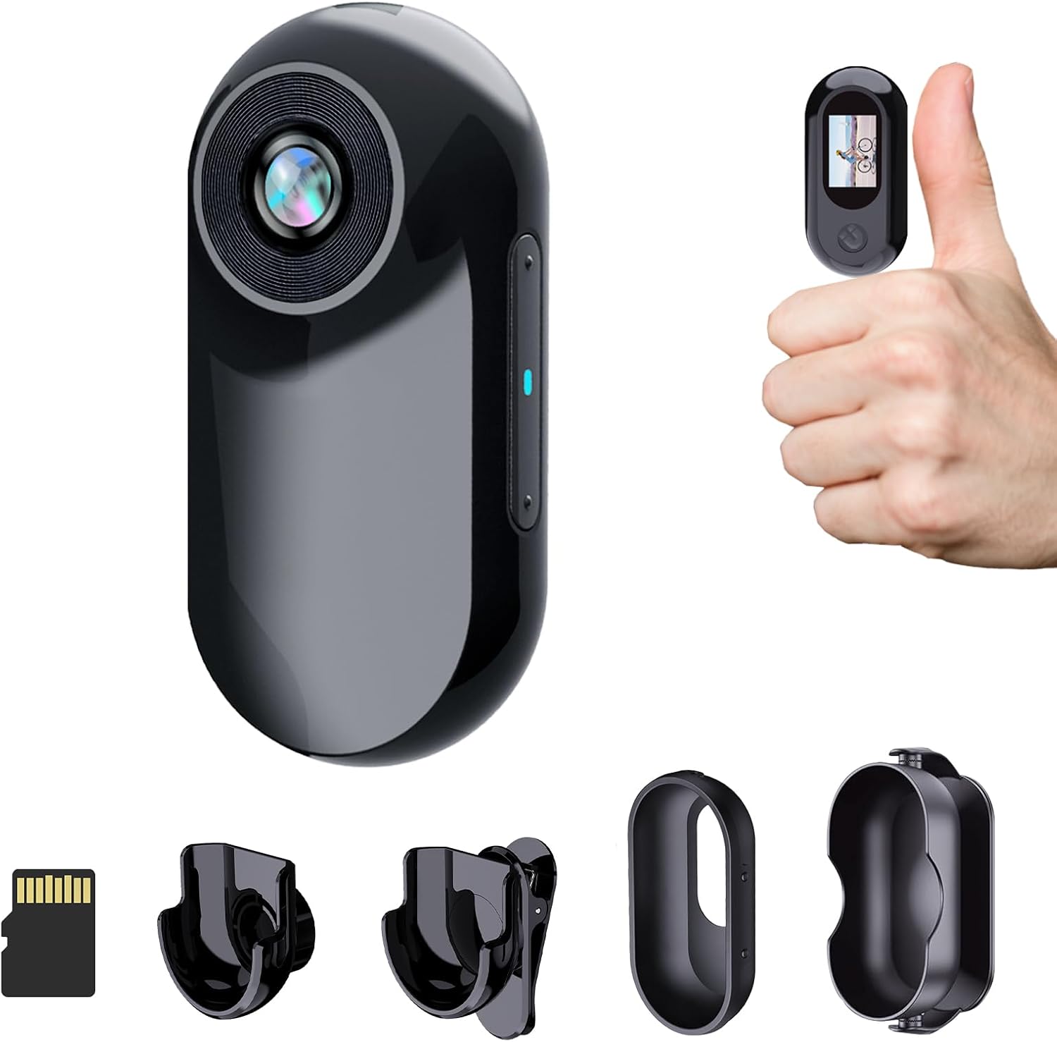 Mini Body Camera 1080P, Mini Action Cam with Built in 32GB Memory Card, Thumb Sized The Helmet Camera for Work, Travel, Cycling and Body Cam(Black)