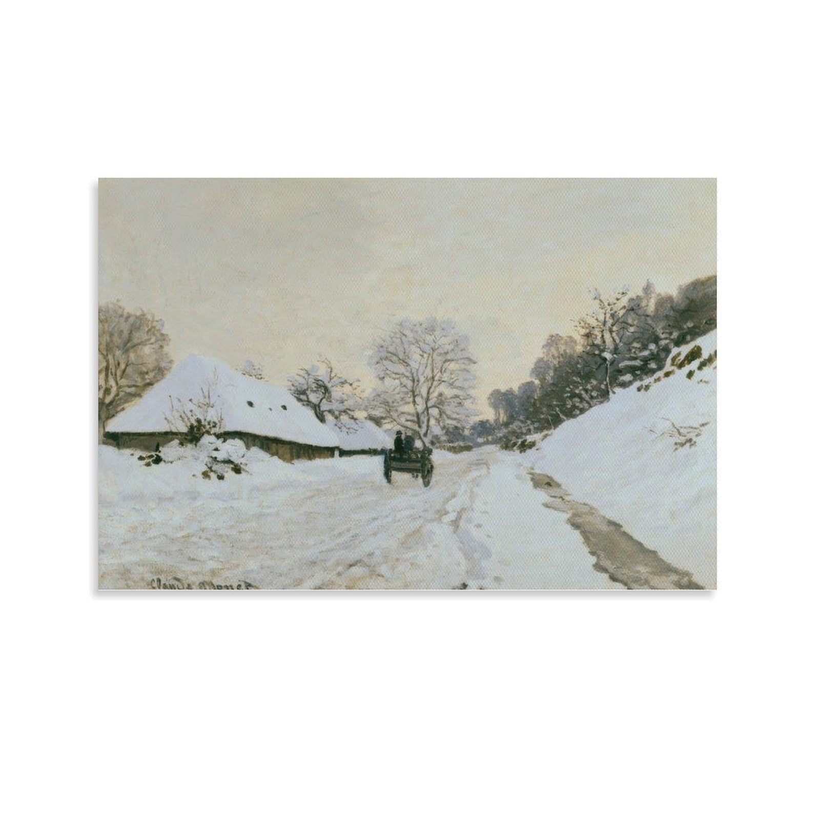 The Cart. Road Under The Snow in Honfleur by Claude Monet Wall Art Prints Poster Posters Wall Art Painting Canvas Prints Decor Poster Artworks 20x30inch(50x75cm)
