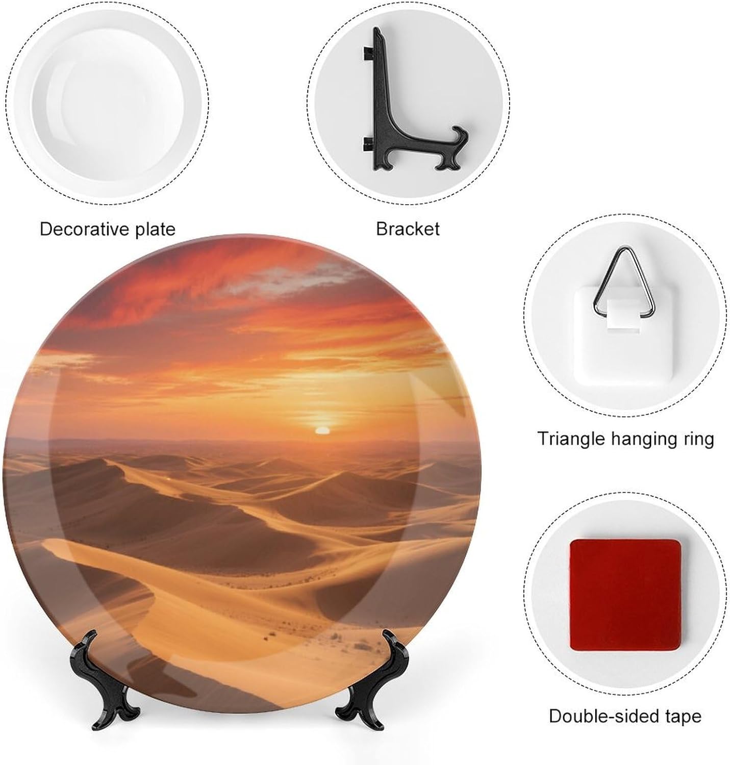 Bone China Decorative Plates Sea of ​​clouds And Pine Trees Ceramic Decorative Plate Wall Decor with Display Stand Ceramic Ornaments for Wall Hanging Decoration