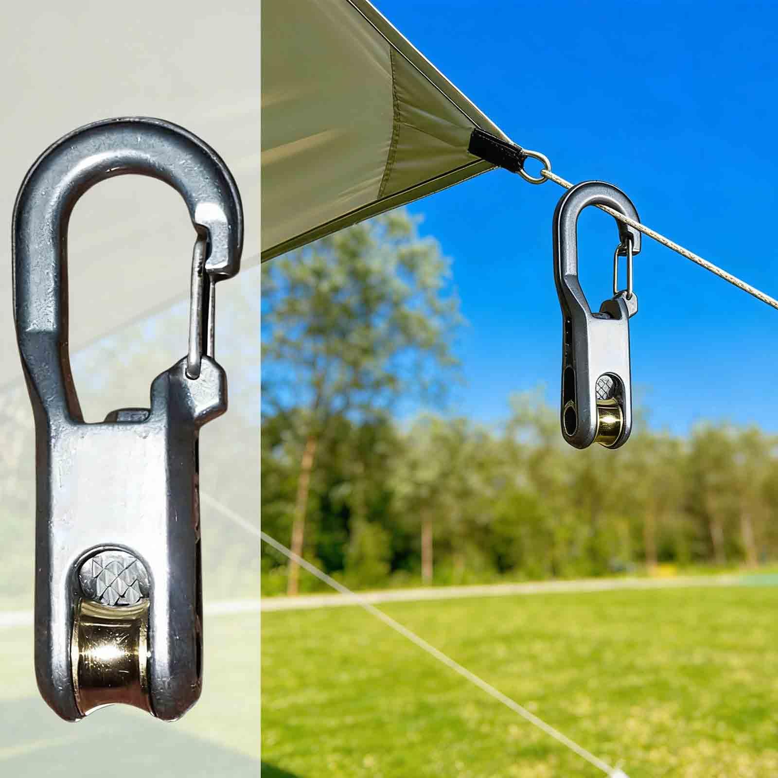 Rope Roller Cam Lock Tensioner, corde avec tensioner à rouleau pour typage facile et sûr, outil de camping et de bateau avec boucle de verrouillage, ajusteur de tie-tire-bas d'extérieur (2 cordes et 6