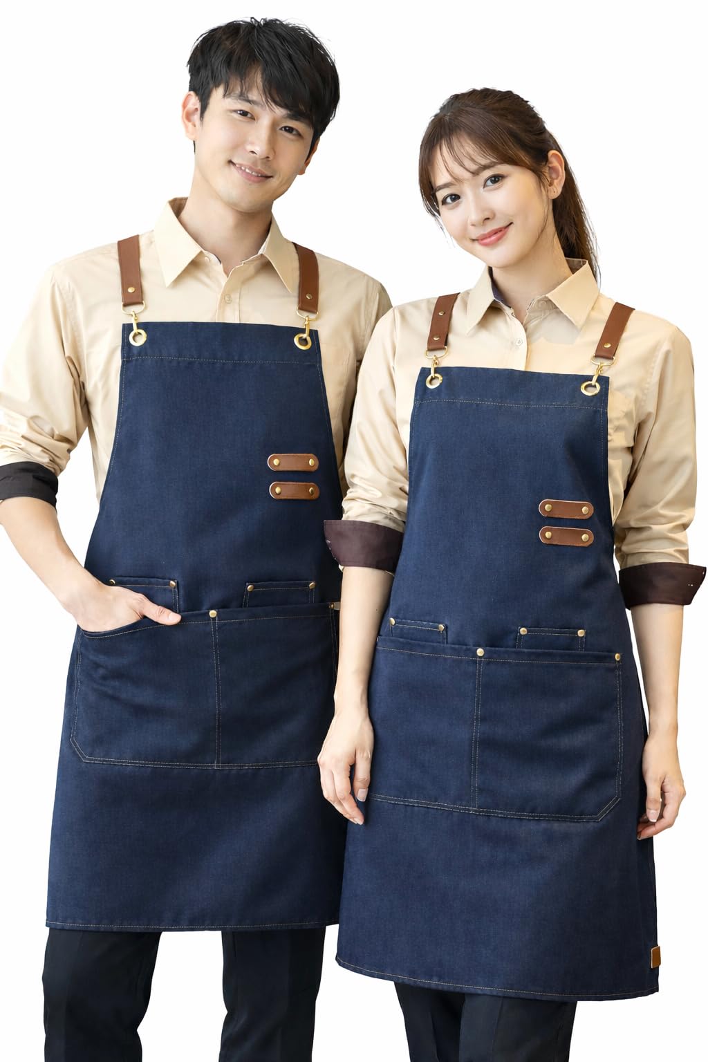 IBEX Unisex Bib Apron 100% Cotton | Cross Back Strap Work Apron with Pockets | Kitchen, Cafe, Restaurant, Barista & Craft Apron