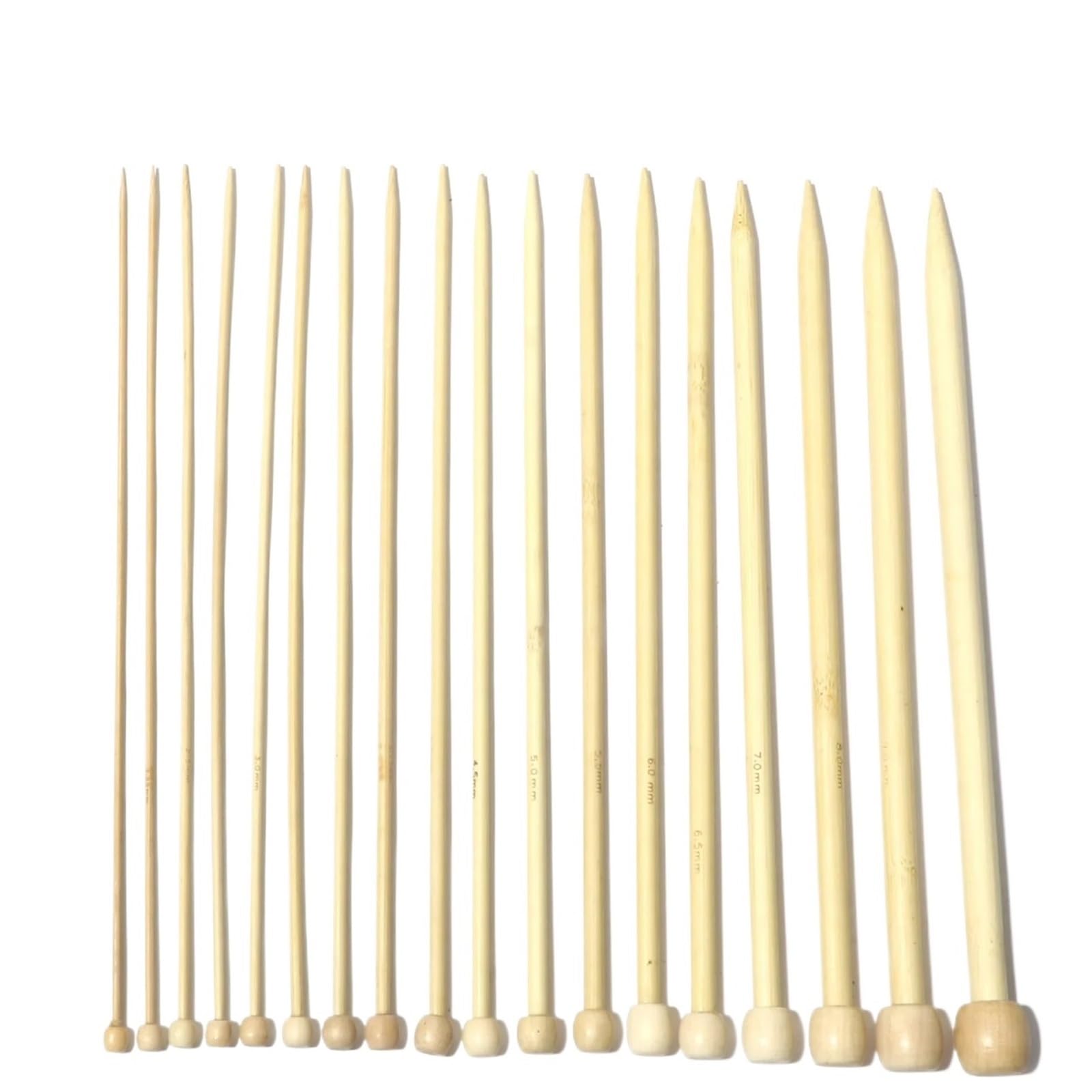Bamboo Knitting Needles 40pcs Bamboo Single Pointed Knitting Needles Women Natural Crochet Supplies for Beginners Handmade(7.0mm)