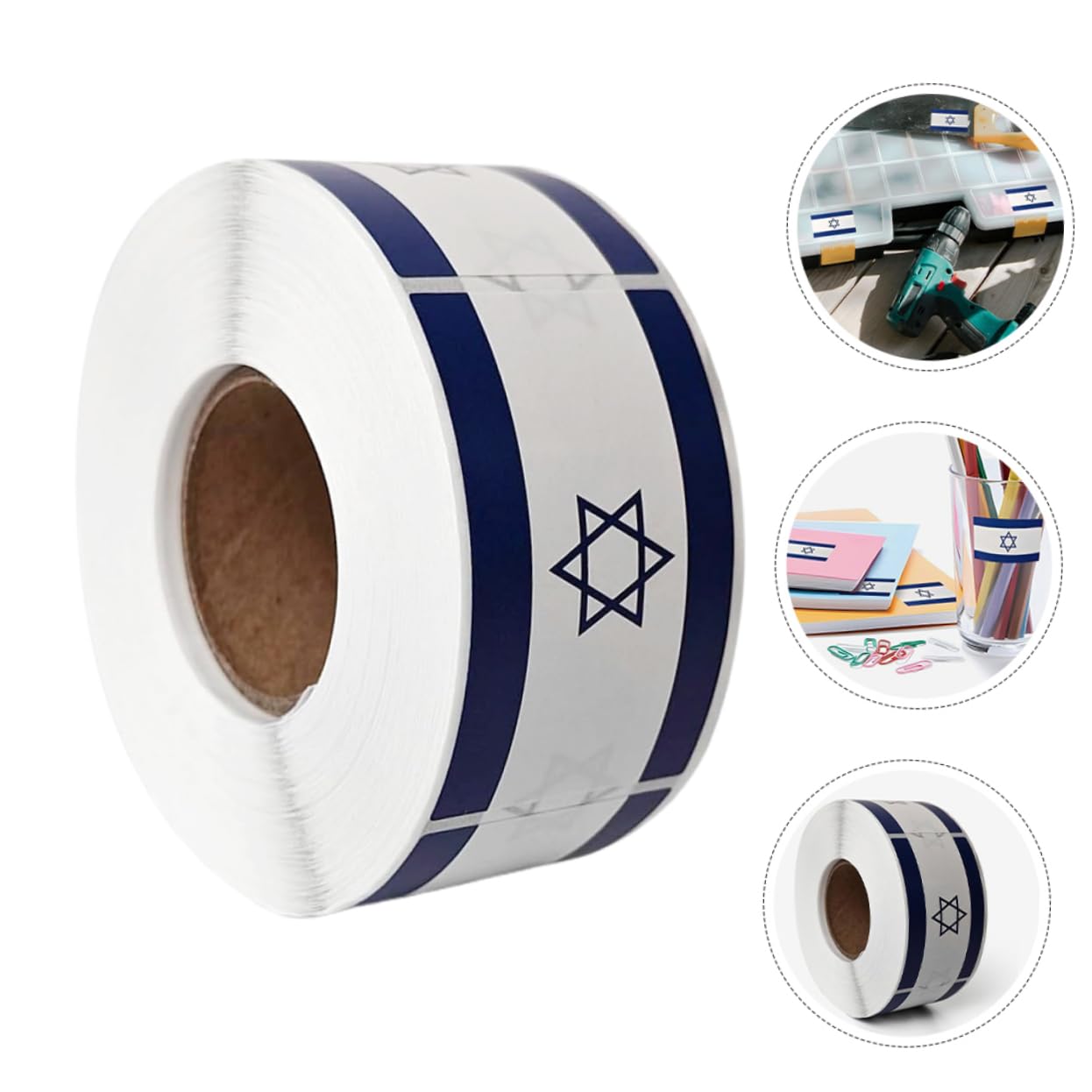 Lot De 5 Rouleaux De 100 Autocollants Drapeau Disraël Pour Agenda Scrapbooking Voiture Ordinateur Portable