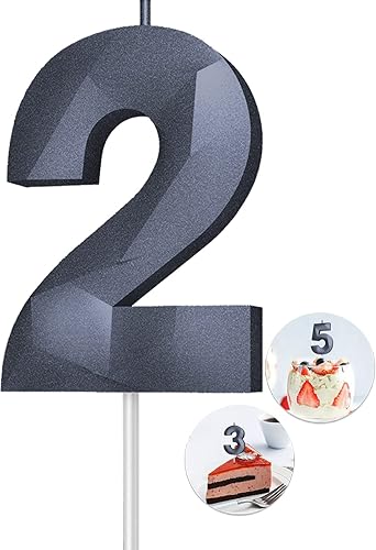 Miniatura 79 de Velas de cumpleaños con número (4 velas rojas) 3D con forma de diamante número Happy Birthday Cake Velas para fiesta de cumpleaños, boda, decoración