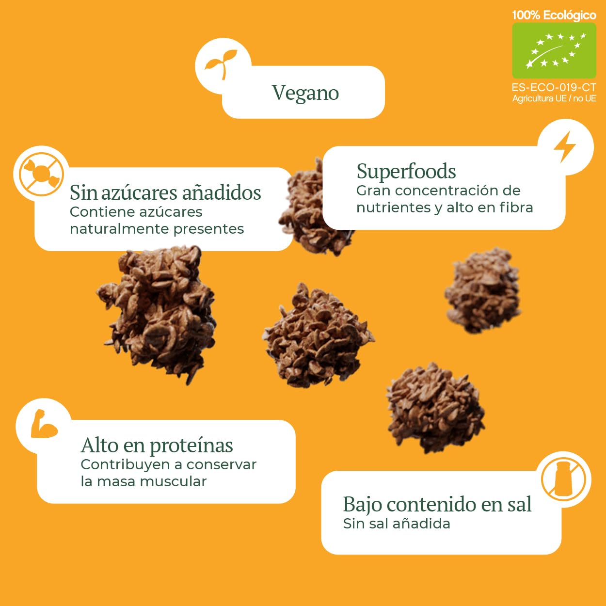 ONE DAY Granola Ecologica, Sin Azucares Añadidos, Alto en Proteína con Superfoods, Altro en Fibra, Pack 6 x 300g (Original, Pack 6 unidades) - 3