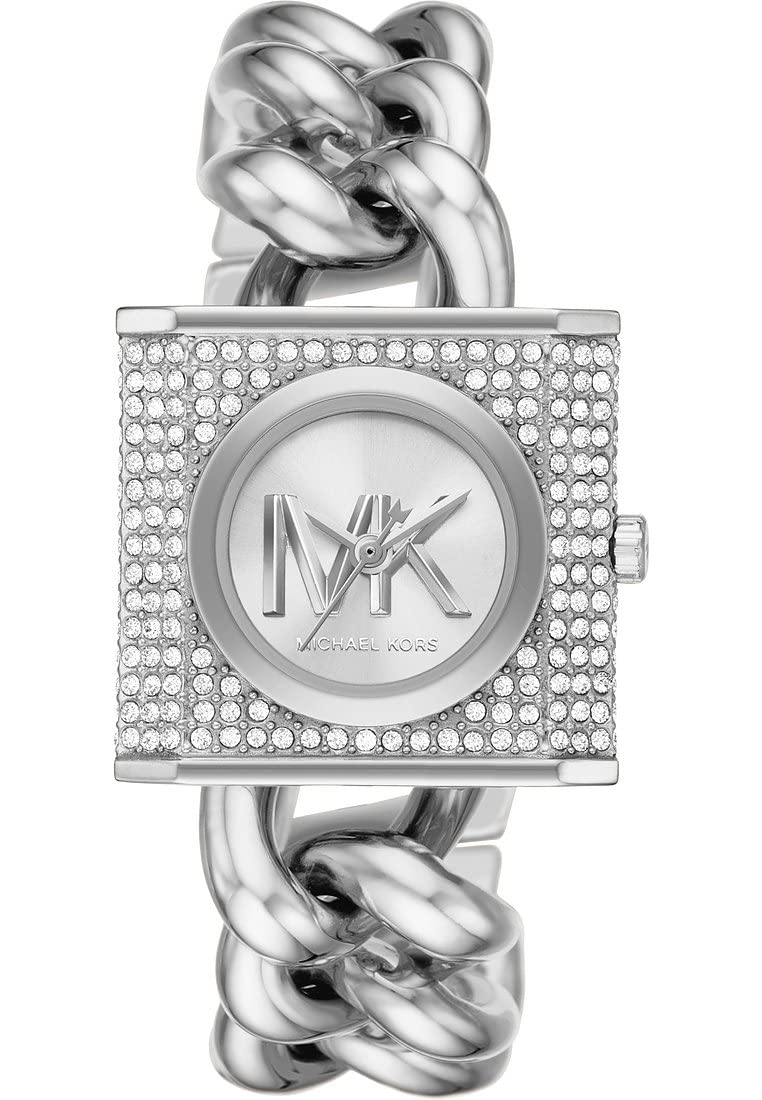 Michael Kors Chain Lock Reloj para Mujer, Movimiento de Cuarzo con Correa de Acero o Piel