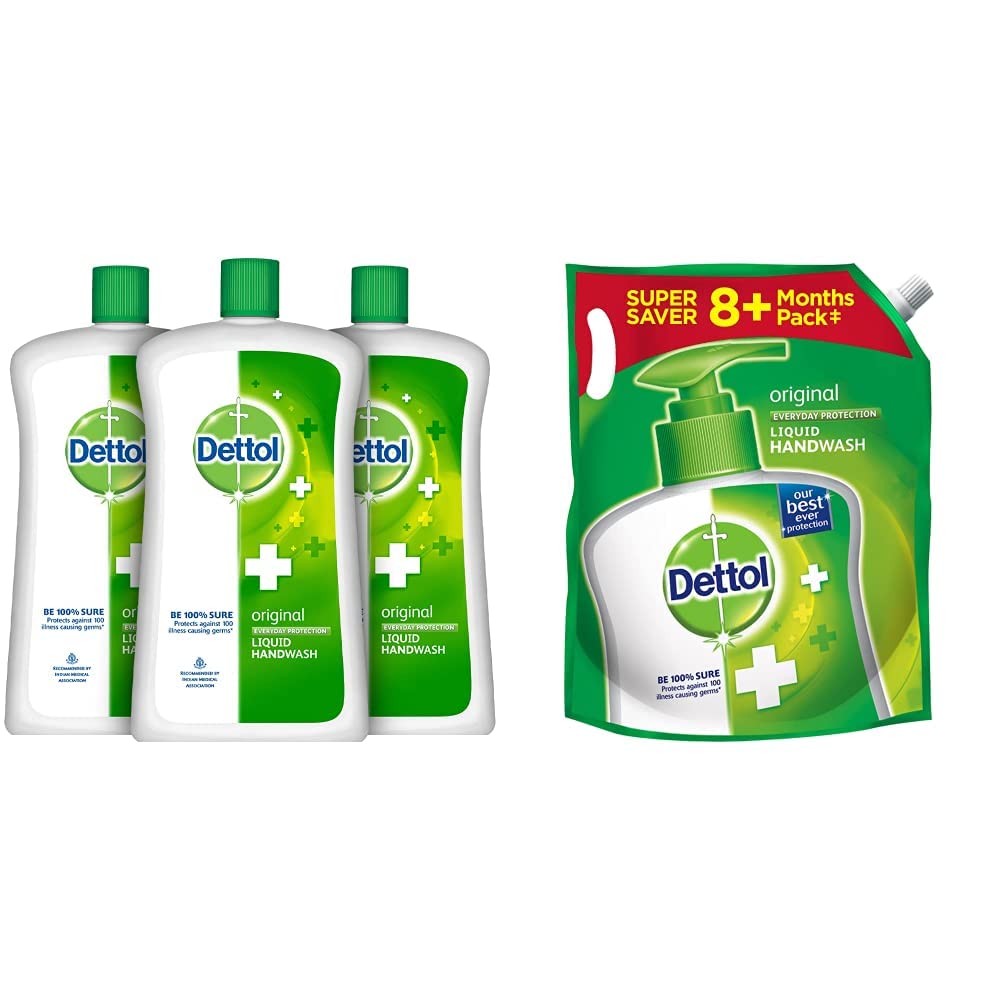 Dettol Original Liquid Soap Jar - 900 ml (Pack of 3) and Dettol Liquid Hand wash Refill Original -1500 ml-image-28