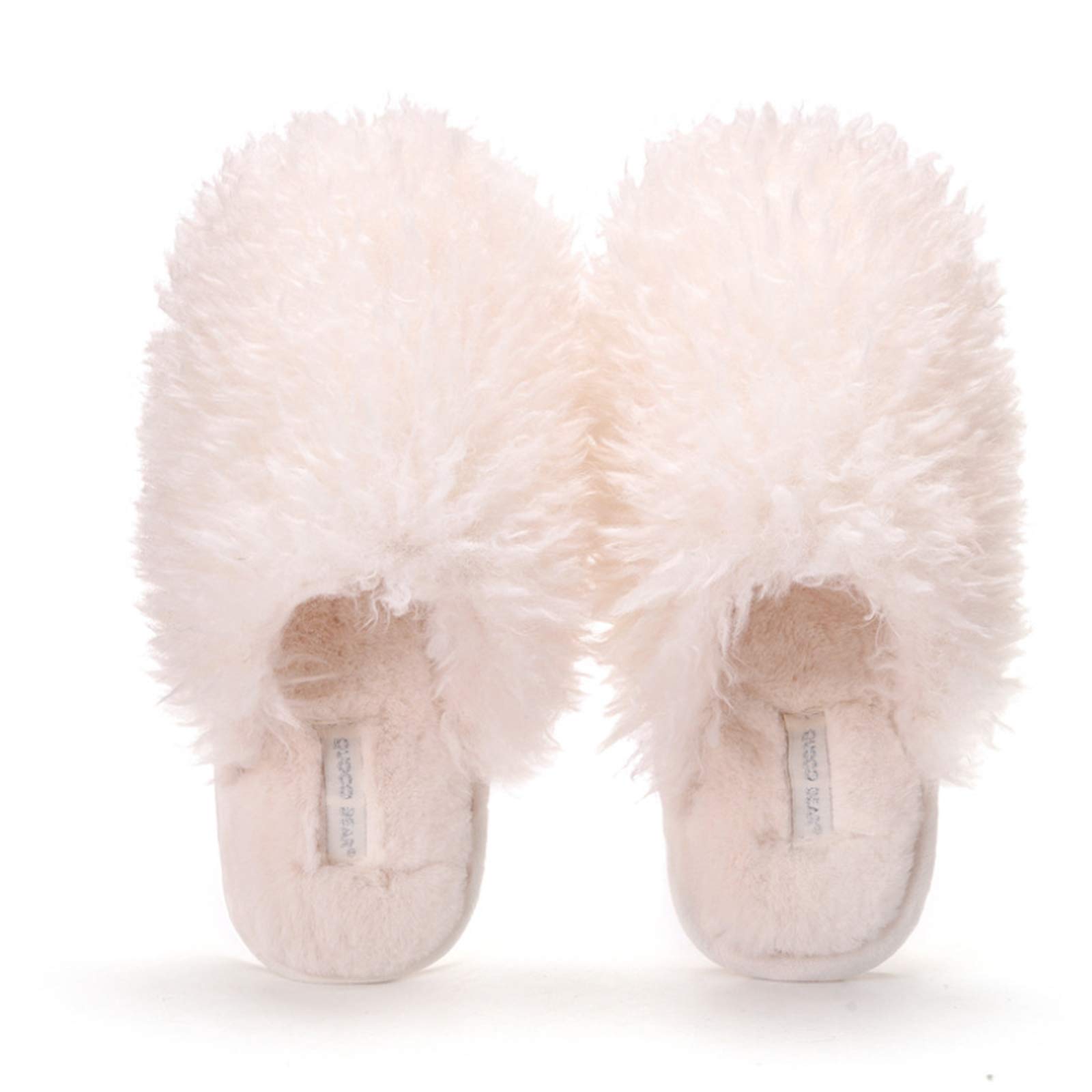 Ladies Plush Slippers Women's Cute Indoor Outdoor Bedroom Anti-Slip Soft Lining Cotton Shoes Perfect for Cold Seasons Faux Plush Home Warm Fluffy for Halloween Christmas,White,36~37