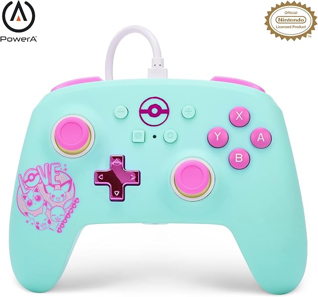 PowerA Enhanced Wired Controller for Nintendo Switch - OLED Model, Nintendo Switch and Nintendo Switch Lite - Pokémon: Sweet Friends, Gamepad, Game Controller, wired Controller, Officially Licensed