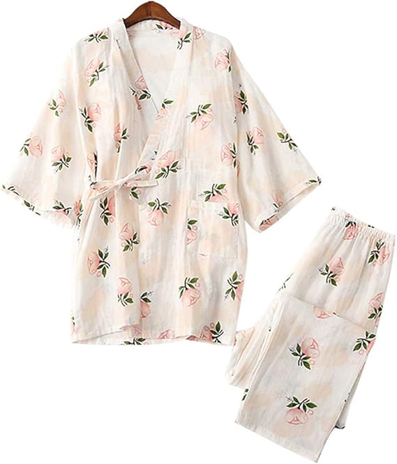 Amazon ケヤカ Keyaka レディース 甚平 上下セット 浴衣 和風 パジャマ 綿 前開き 春夏 秋冬 部屋着 パジャマ 寝間着 寝巻き 女性 作業着 作務衣 旅館 お風呂 ルームウェア 婦人服 ねまき 可愛い 柔らかい 甚平 通販