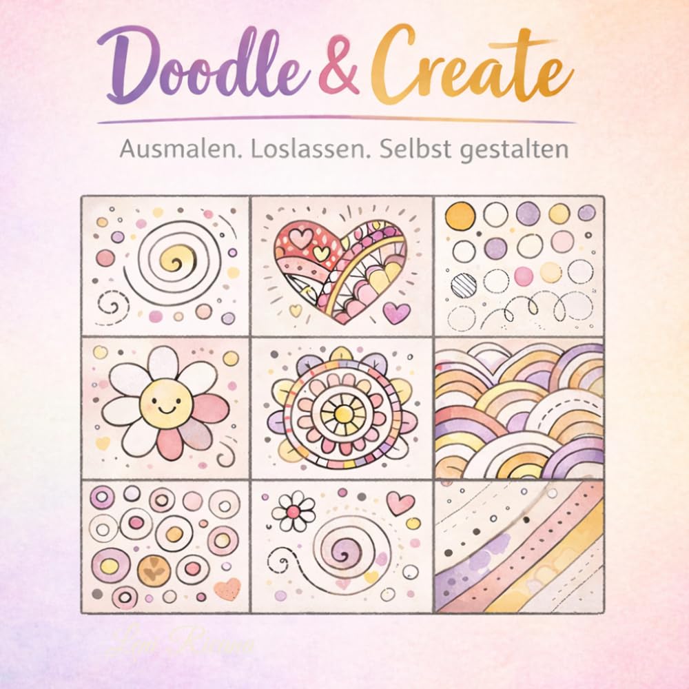 Doodle & Create - Ausmalen. Loslassen. Selbst gestalten.: Doodlebook | Kritzelbuch | Doodlebuch mit über 25 Ausmalbildern & freien Seiten | Entspannung & Kreativität für Erwachsene & Jugendliche