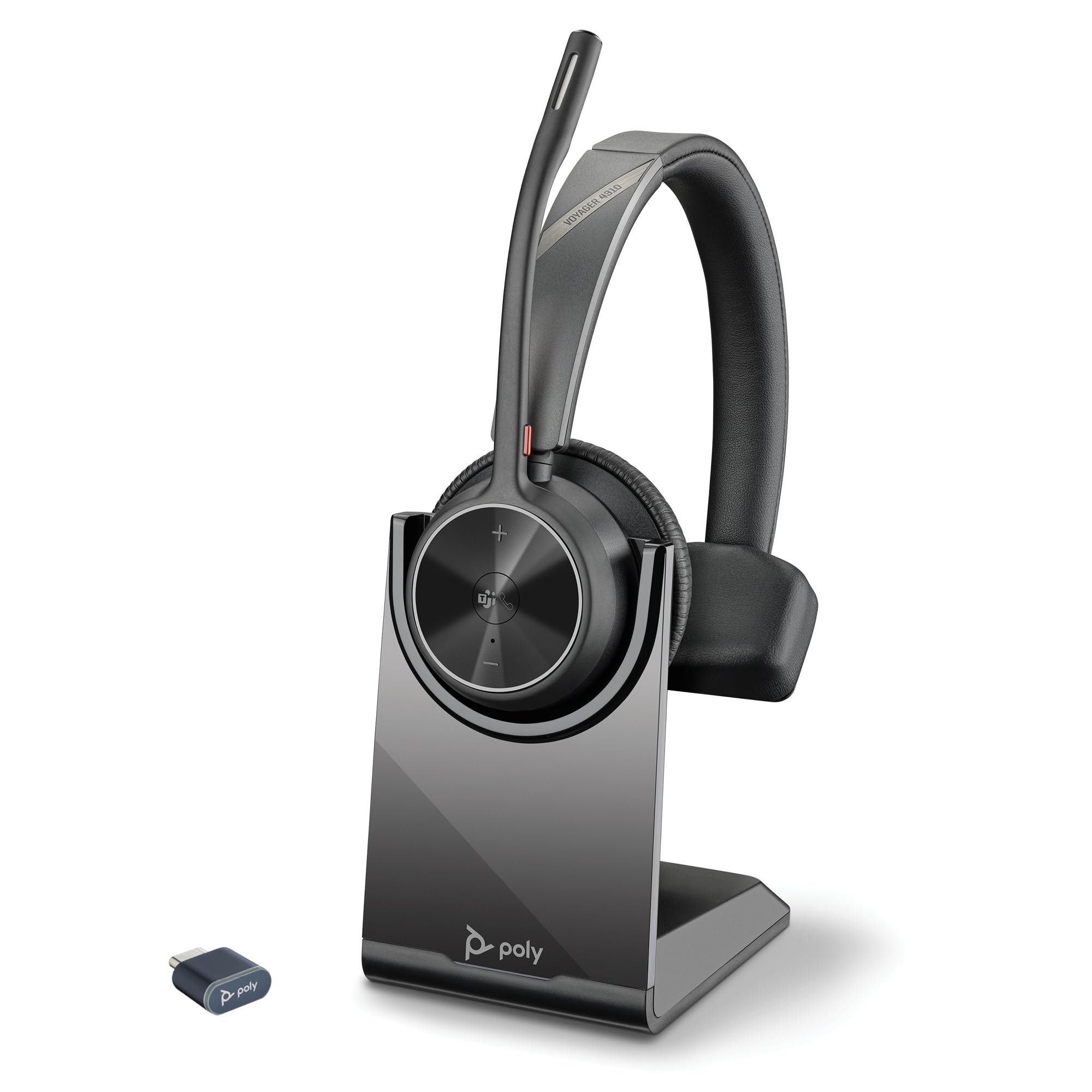 Auricular inalámbrico Poly Voyager 4310 UC - Auricular Bluetooth de un oído y micrófono de brazo con cancelación de ruido - Conexión Bluetooth a PC/Mac/teléfono móvil - Funciona con Teams, Zoom y más