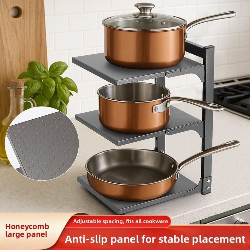 Rangement Pots et Couvercles Acier 3 Étages Rangement Pots et(3-Layer)