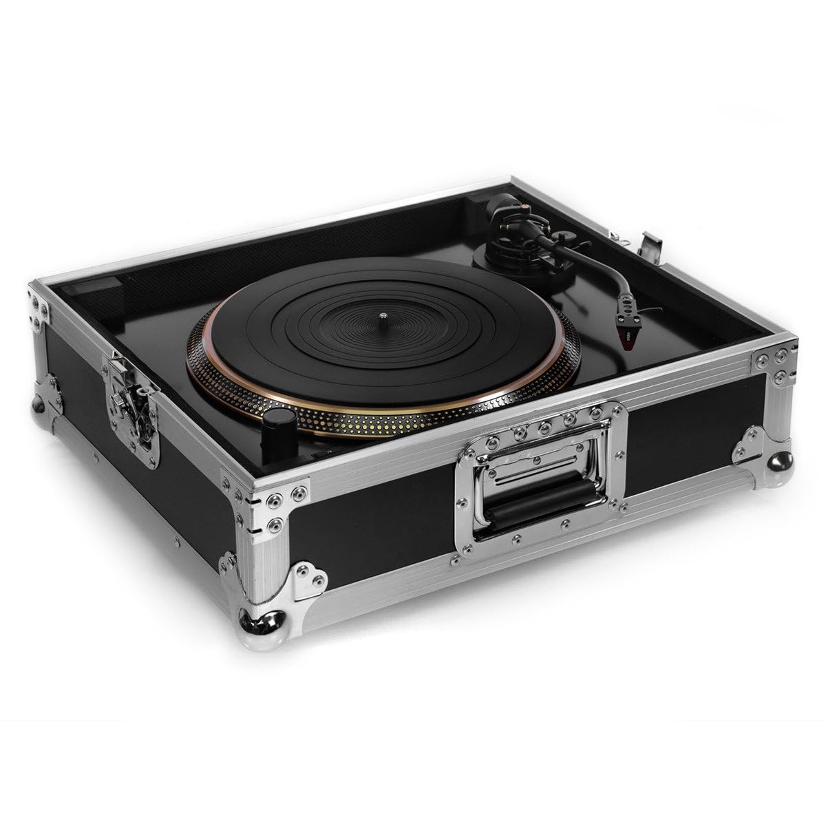 Plugger Case Flight Turntable Flightcase pour Platine Vinyle. Valise Tourne Disque. Flight Case Professionnel Noir. Compatible Technics SL1200, PLX-1000 Audio Technica LP120, Reloop RP7000 et Autres.