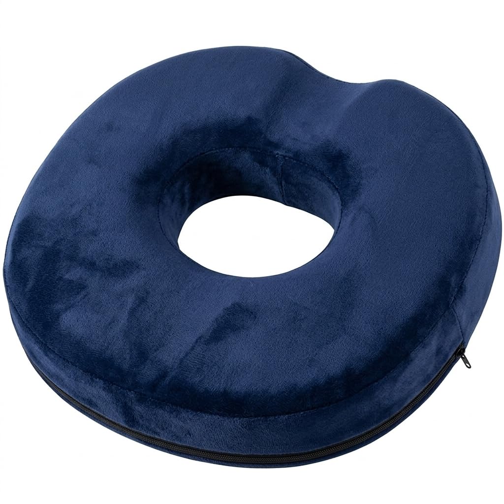 Cuscino in Memory Foam Ortopedico per Sedute, Adatto per Sedia da Ufficio e Scrivania, Allevia Dolori al Coccige, Emorroidi e Disagio Posturale, Supporto per Gravidanza e Sedute Prolungate, Blu