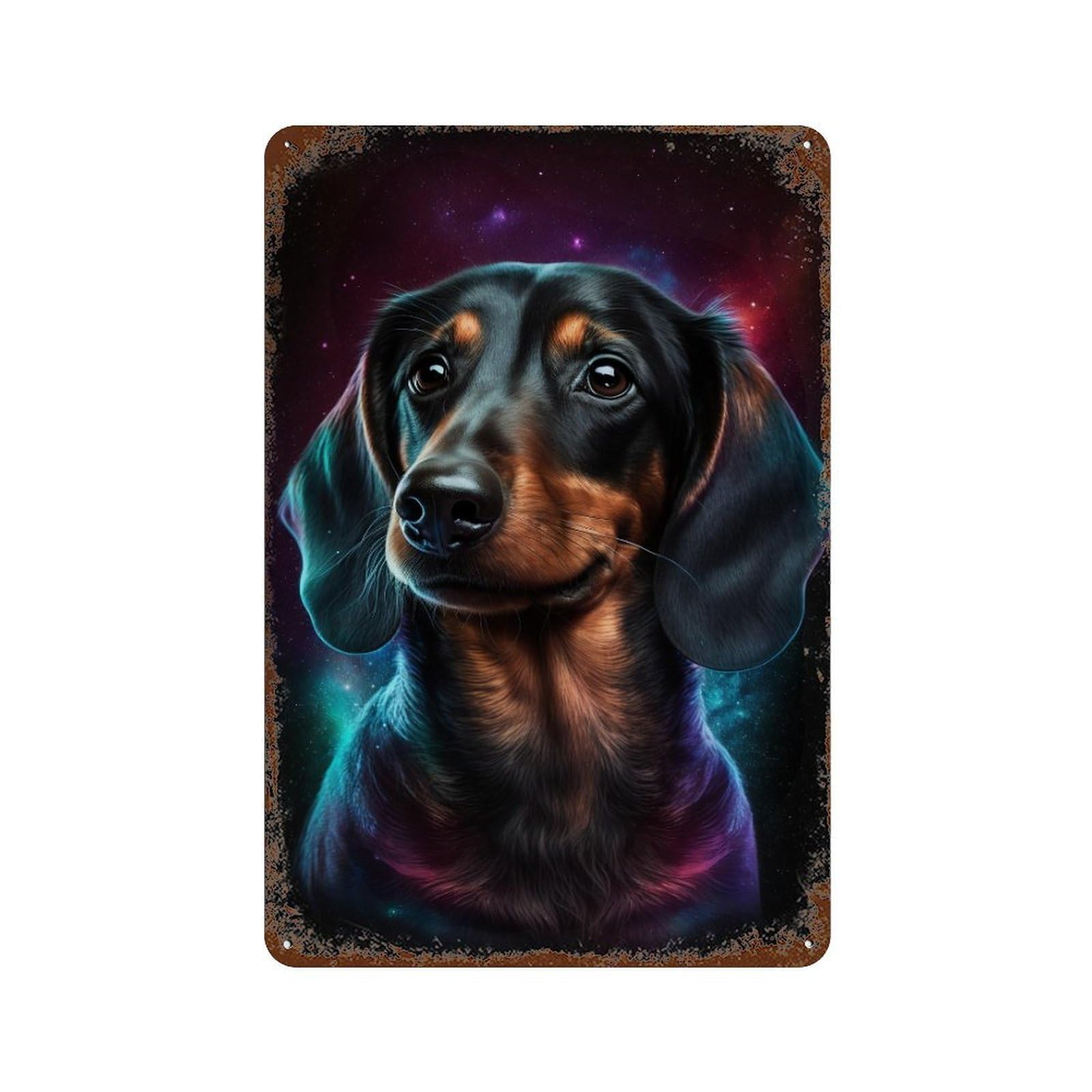 Galactic Dachshund Portrait -11 Rusty Metal Tin Sign 11.8"x7.9", for Shed, Workshop And Garage Wall Decor, Novelty Wall Decor