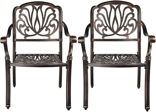 LEISU Silla de comedor de aluminio fundido de 2 piezas, sillas de bistró para el hogar, patio, jardín, terraza (2 sillas) disponible en Yaxa Peru