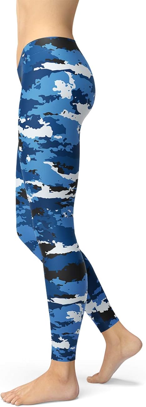 Blue Camo Leggings Mid Waisted 