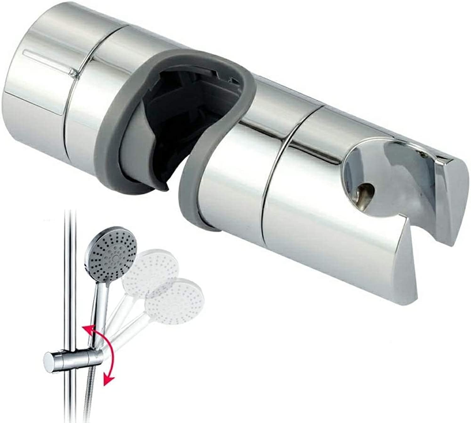 AMERTEER Shower Head Holder, Universal Replacement Adjustable Holder Bracket for 18-25mm, Chrome-Plated+ABS Shower Design Shower Head Holders, Adjustable Rotating No Tools Needed