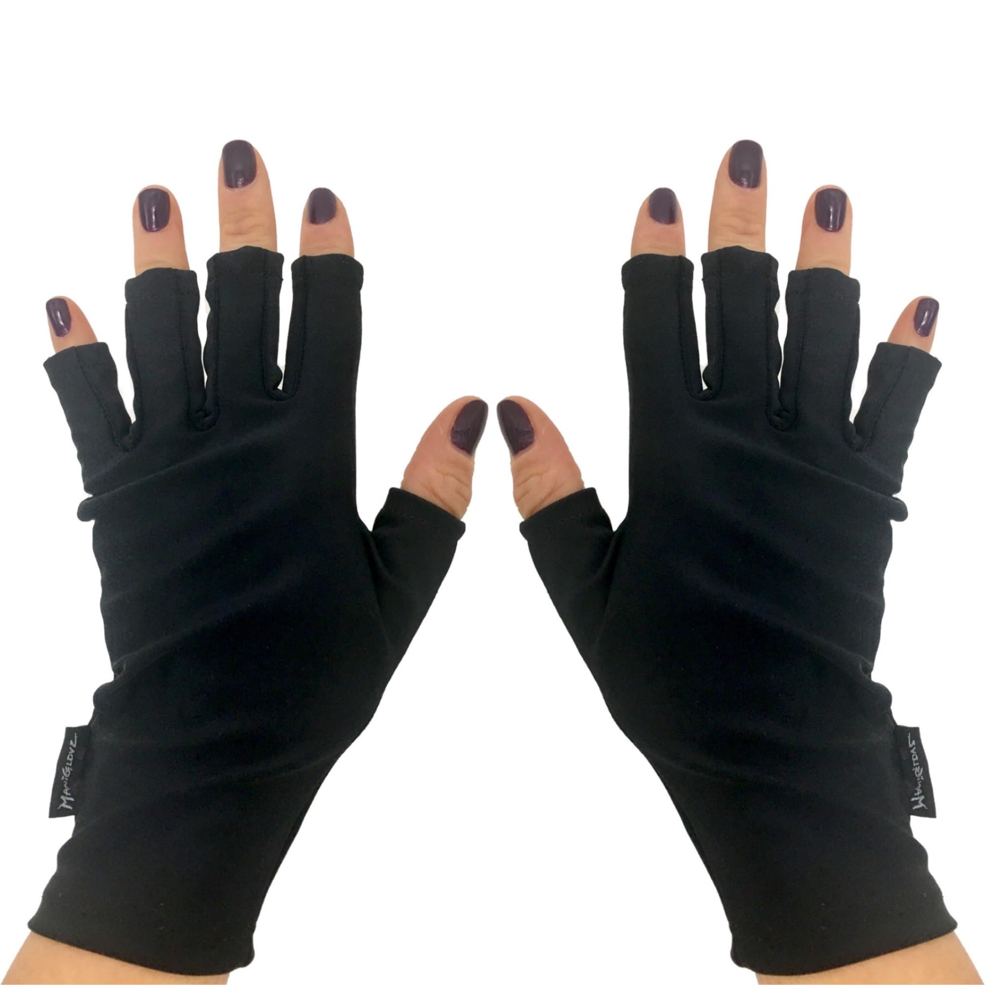 ManiGlovz -The Original Dermatologist Recommended UPF 50+ UV Protective Manicure and Sunblock Fingerless Gloves, Sun Protection, Driving and Gel Manicure Gloves in Black