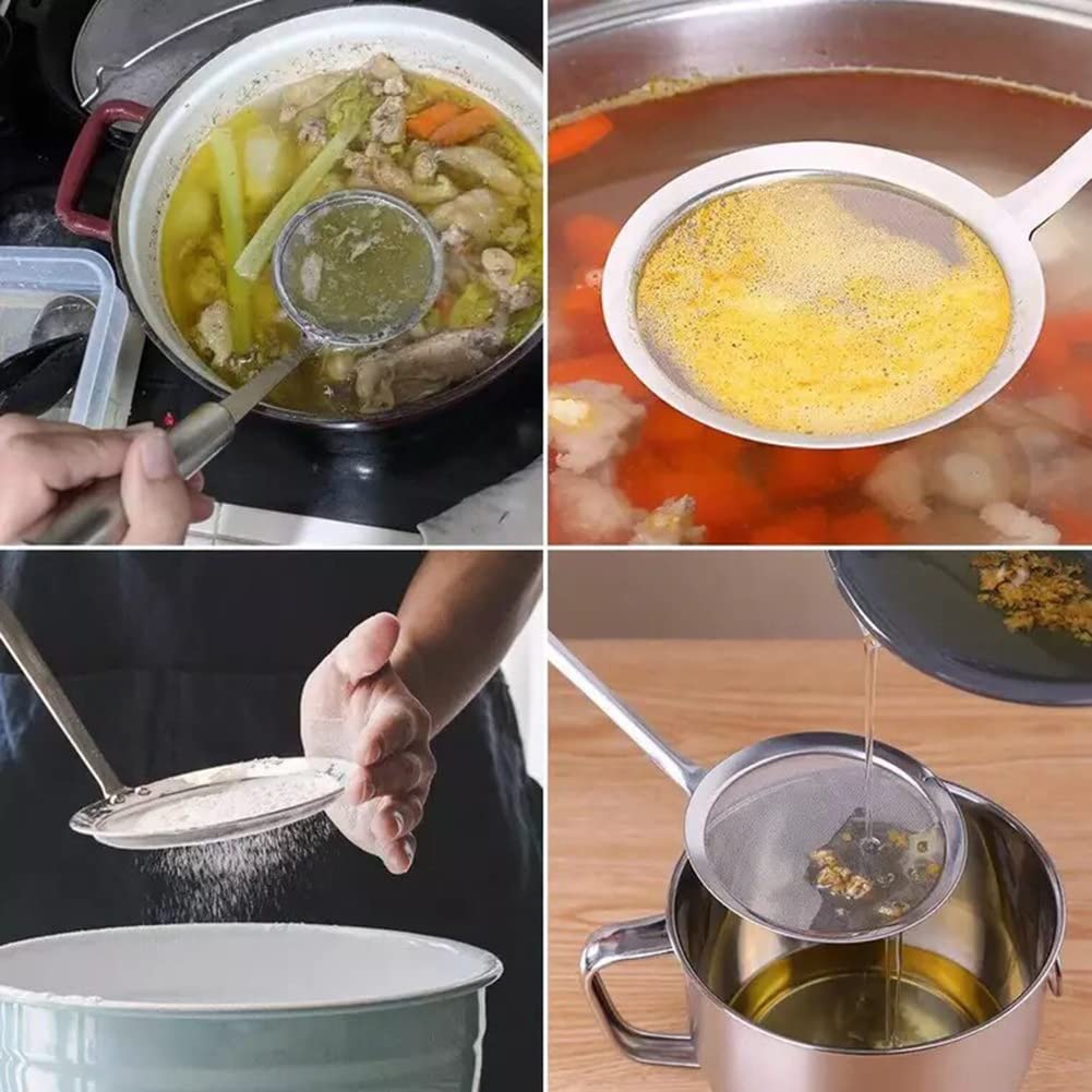 Schiumarola In Acciaio Inossidabile A Maglie Fini – Con Manico Lungo Per Filtrare Brodi Friggere E 589735