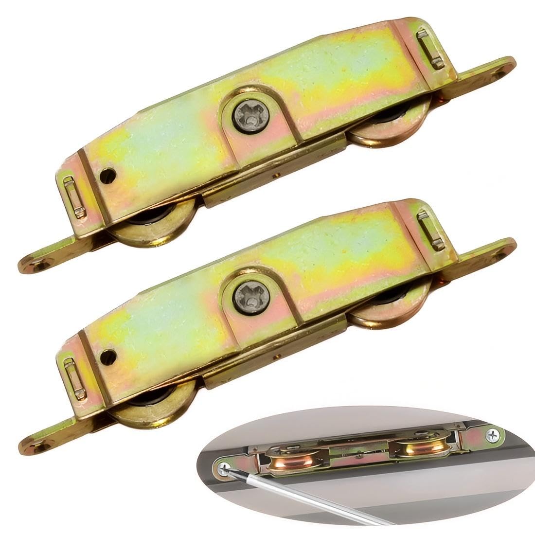 2pcs Heavy Duty Sliding Patio Door Rollers Replacements Hardware Kits, 1-1/4" Side Adjustable Glass Door Wheels, Steel Ball Bearing Rollers for Andersen, Jeld Wen, Truth Part #31761A, Milgard, Marvin