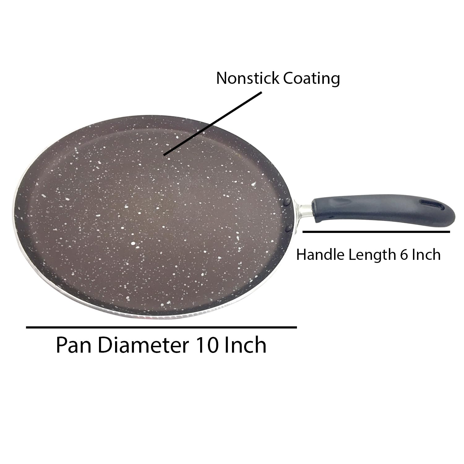 DBY Nonstick Aluminum Tawa Pan, 10 inch, Induction Compatible, Nonstick Coating for Easy Flipping and Cleaning