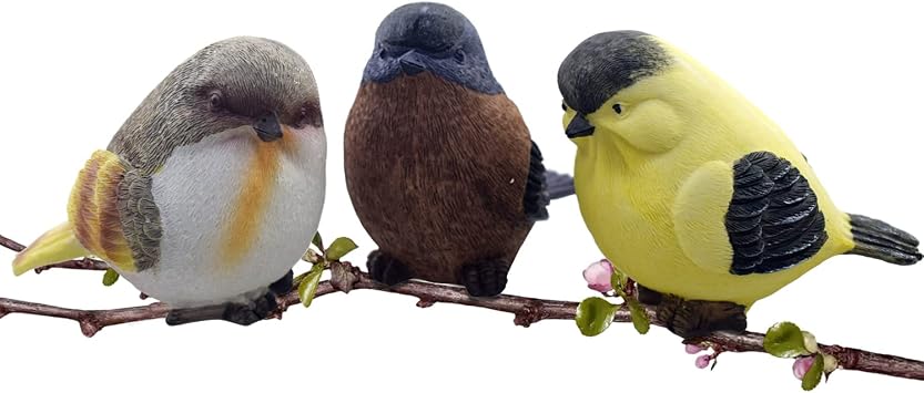 3 Pieces Garden Birds Statues,Lawn Decorated Bird Figurine,Indoor Home Decor Resin Bird,Outdoor Patio Garden Tree Decoration Statue Set 2