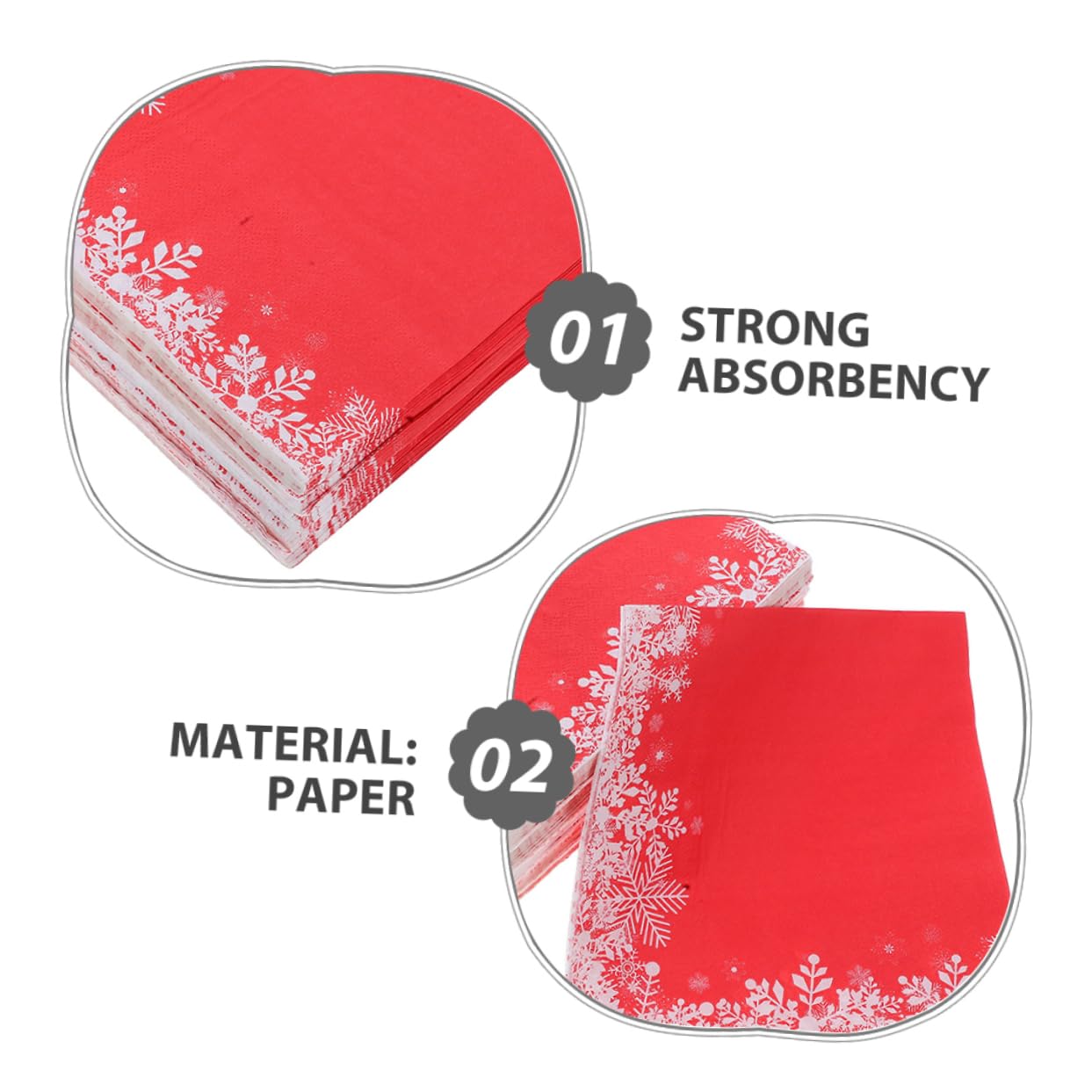 120piezas Servilletas Navideñas Rojas Copos de Papel Desechables para Fiesta de Invierno Decoración de Mesa Cena