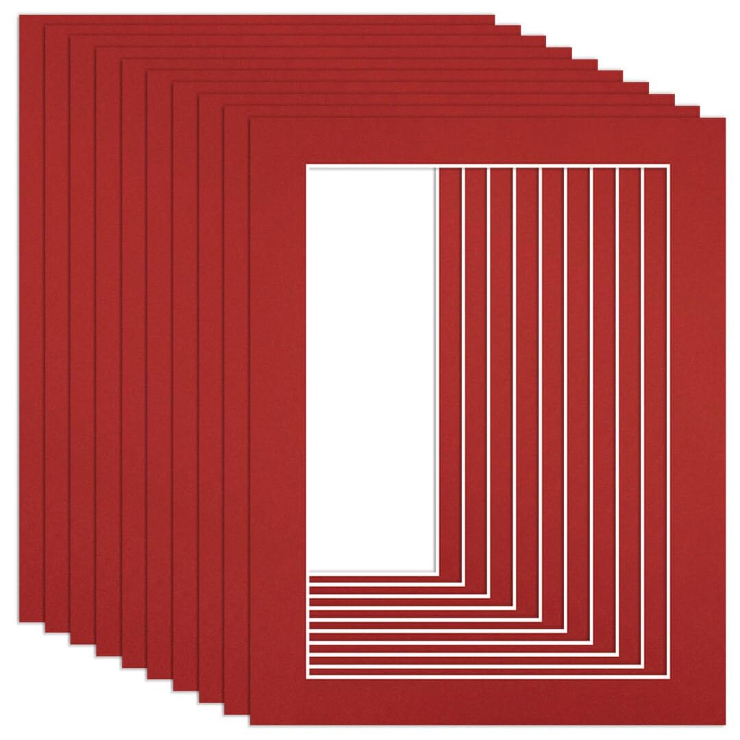 Procut Global 14x11" Crimson Picture Mounts to Fit A4 Aperture - Precision Cut Cardboard Photo Mount - Ideal for Frames, Prints, Artwork & Certificates - Sizes & Colours Available - 10 Pack