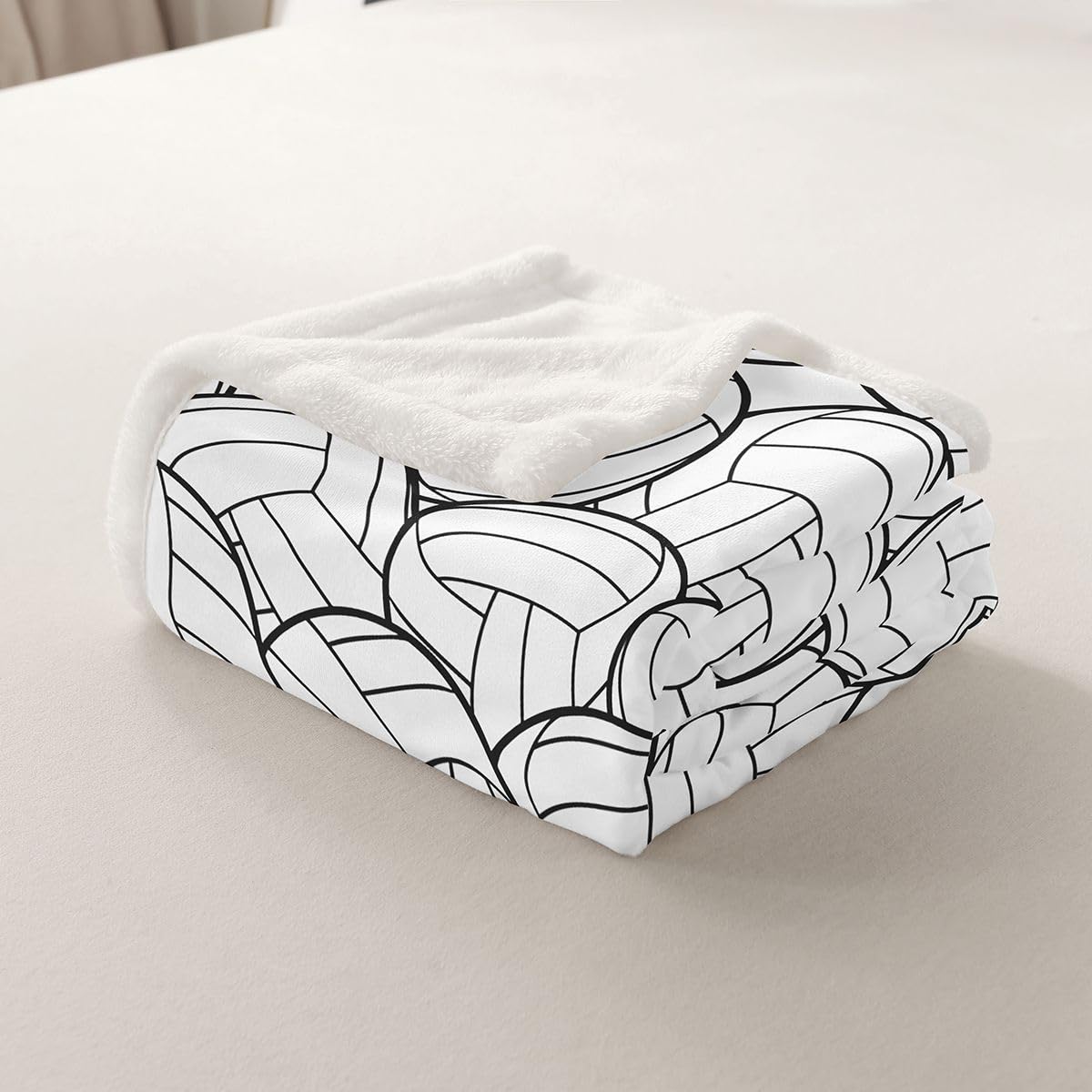 Homewish Siatkówka puszysty pluszowy narzuta sportowa gra polarowy koc siatkówka miłośnicy drużyny szerpa koc - czarny biały dekoracja na łóżko kanapę królowa 239 cm x 229 cm