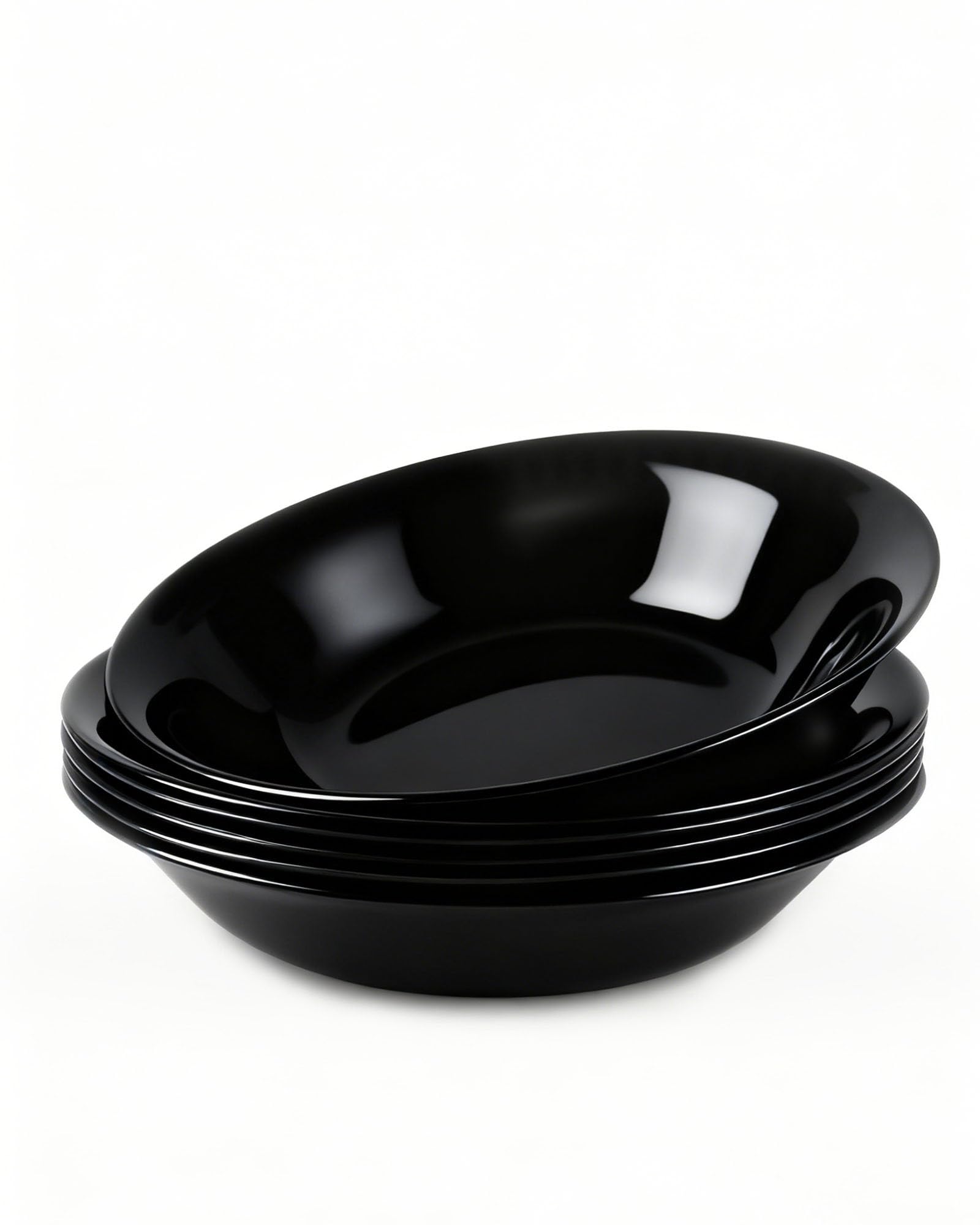 LaGlint 9.5 inch 24 cm Pasta Bowls Set of 6 1L(34OZ) Black Shallow Serving