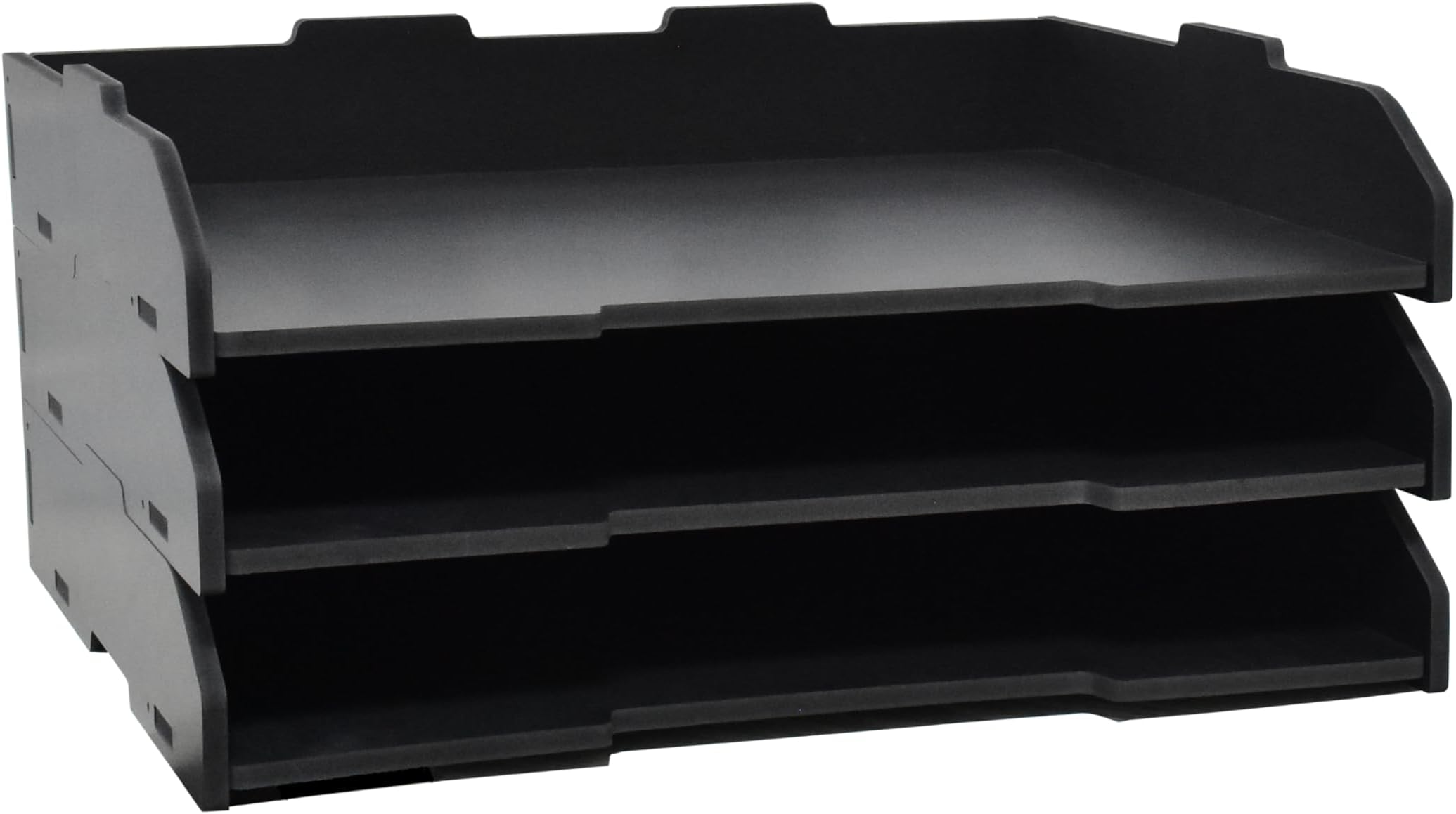 A3 Stackable Paper Tray, 3 Tier Desk File Organizer, Desktop Organizer for Office Supplies, File Storage, Letter Organizer /A3 Office File Folder,Home or Office School, White (Landscape-Black-3-Tier)