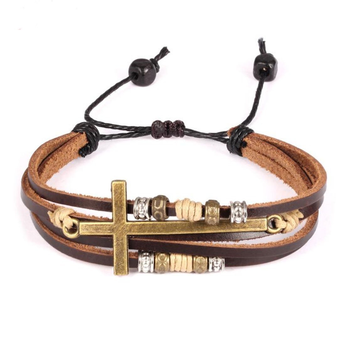Religious Cross Wrap Bracelets Women Leather Christian Jewelry For Confirmation Gifts, Adjustable