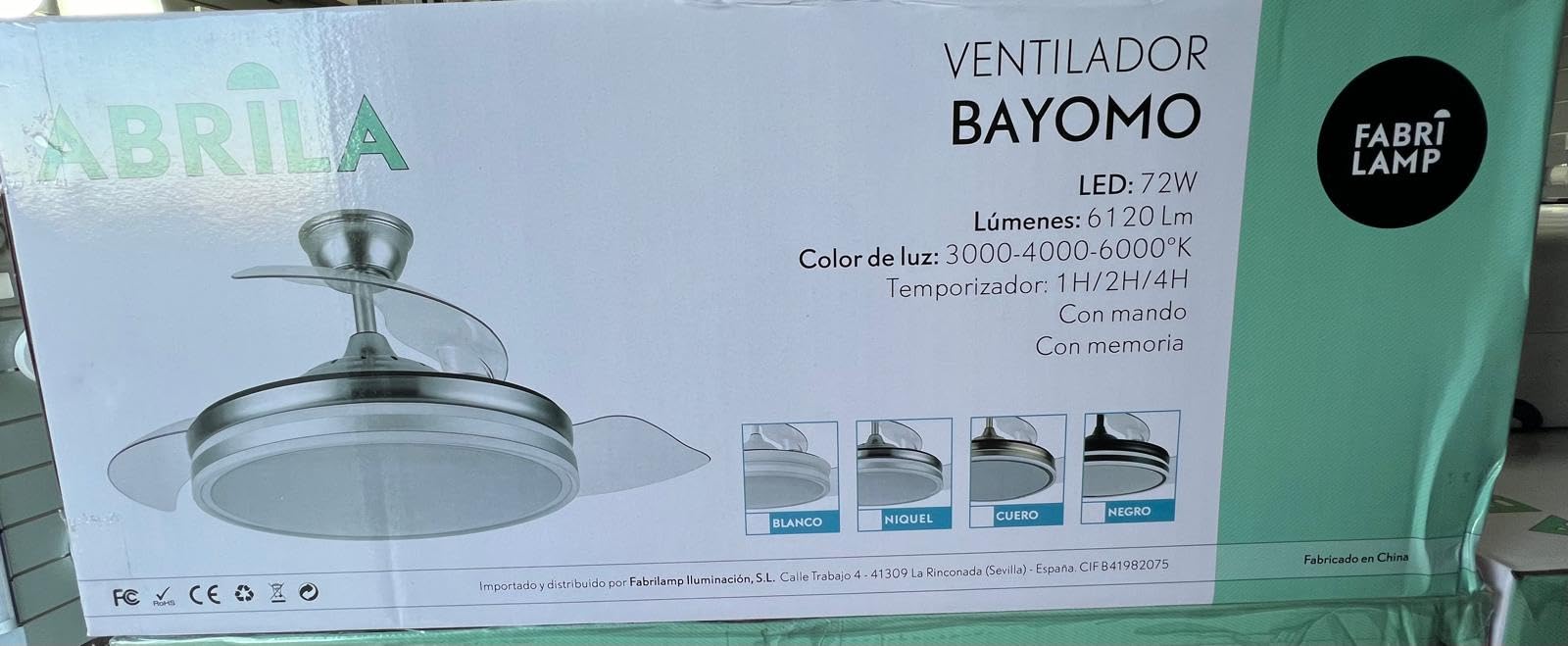 Fabrilamp Ventilador Bayomo Cuero 3 Aspas Motor DC